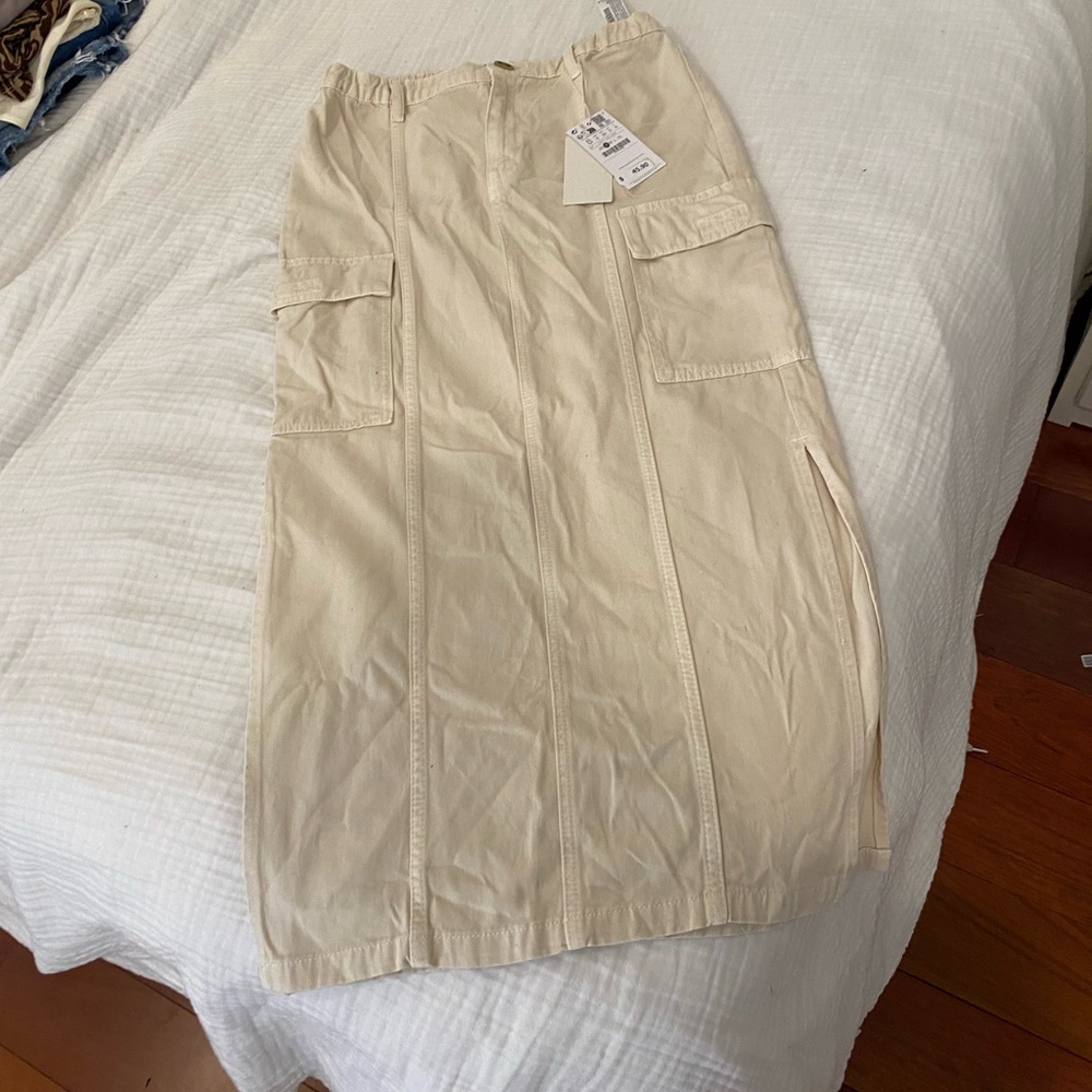 Long white jean skirt